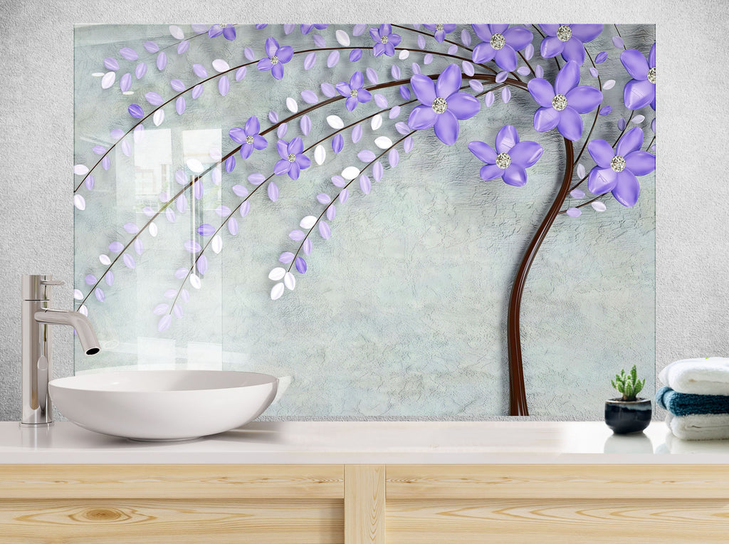 Sakura Tree Tempered Glass Backsplash-BacksplashArtworks
