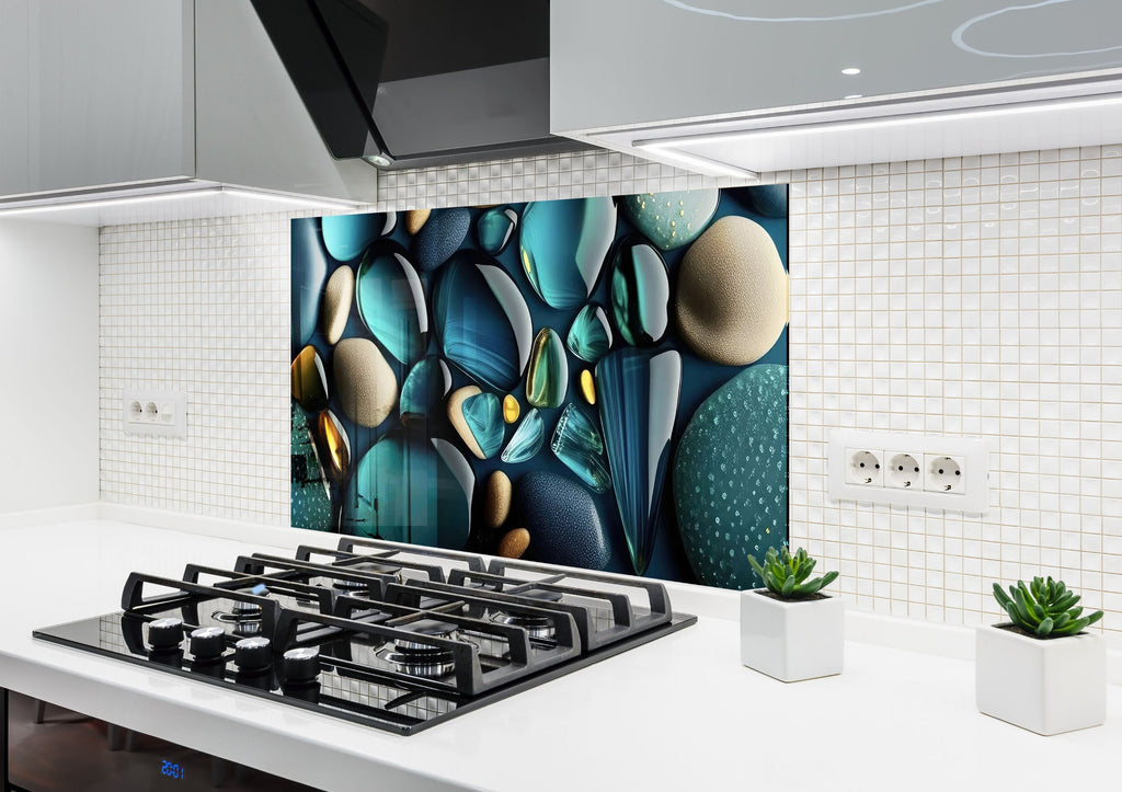 Zen Spa Stones Tempered Glass Backsplash-BacksplashArtworks