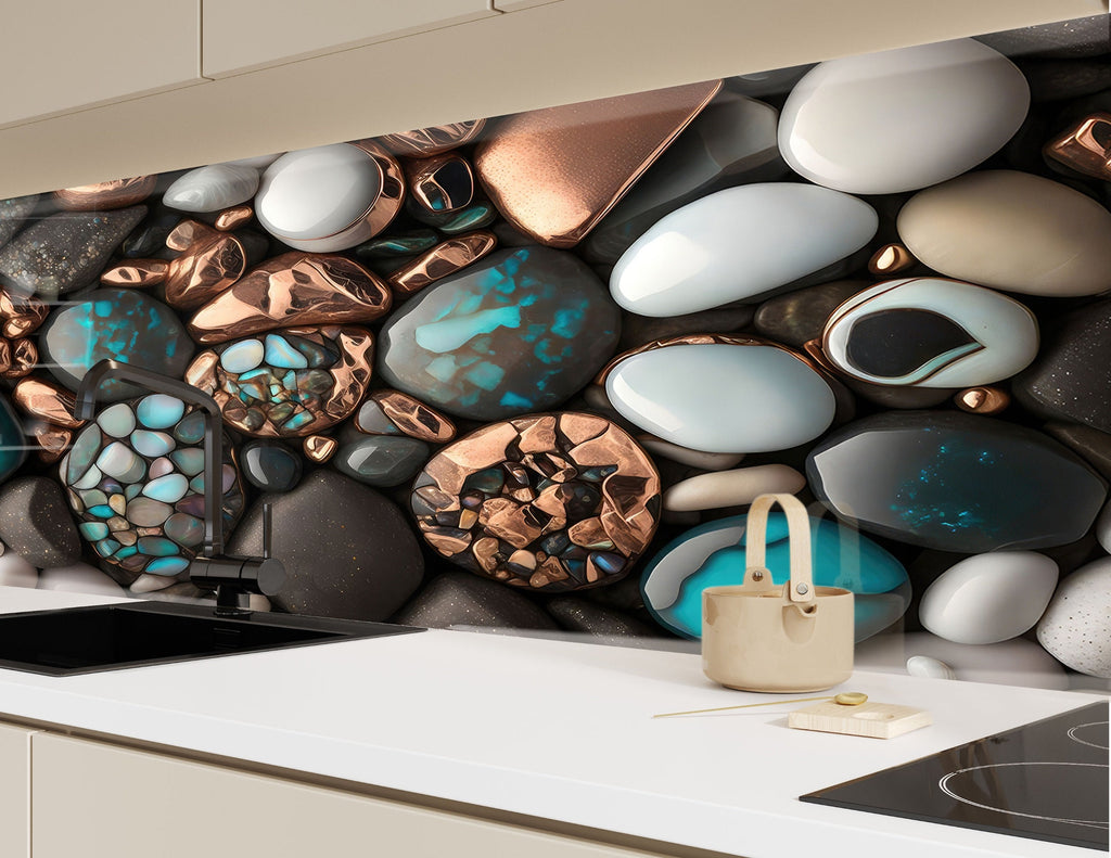 Zen Spa Stones Tempered Glass Backsplash-BacksplashArtworks