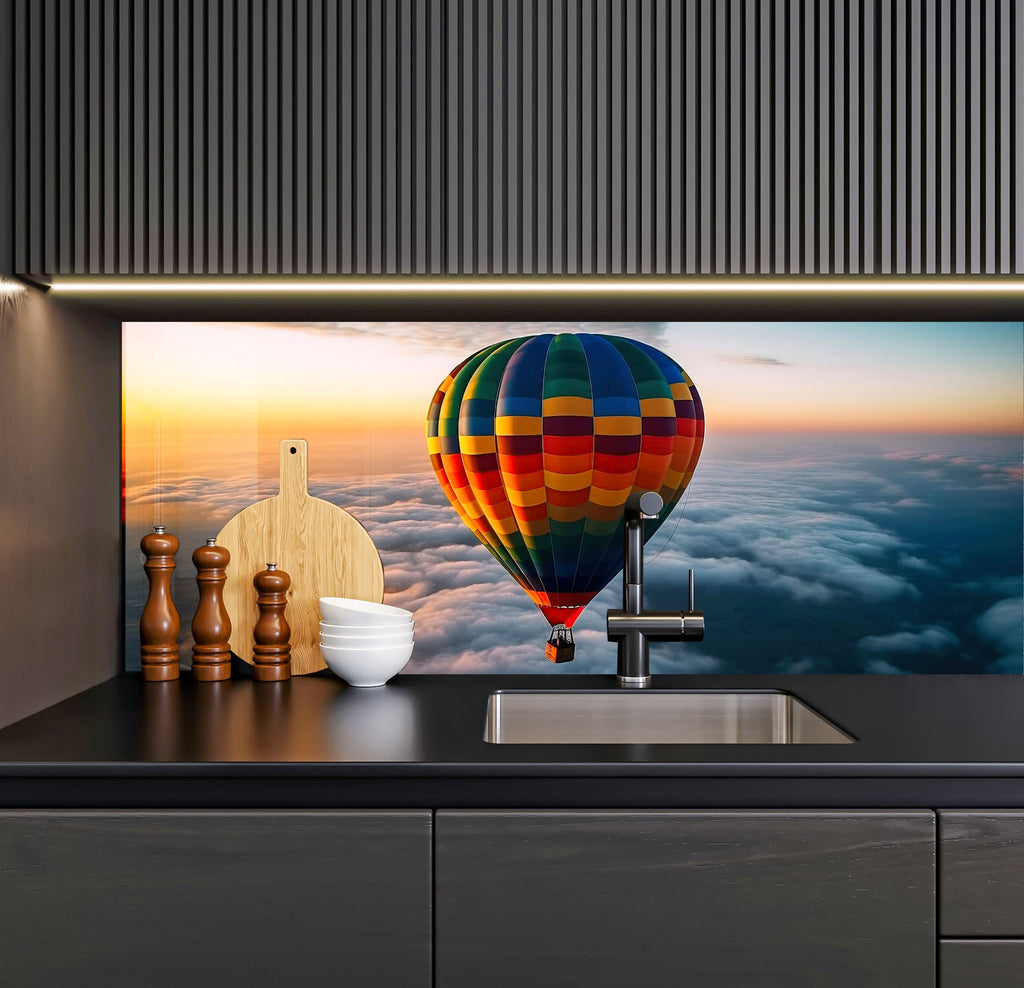 a hot air balloon sitting on top of a kitchen counter