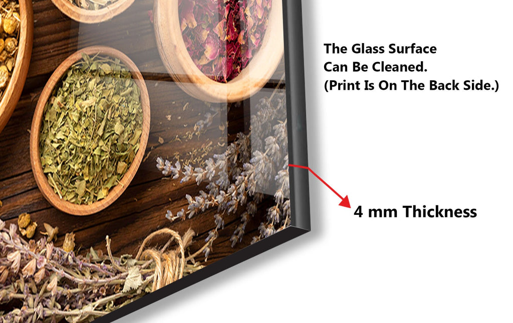a picture of herbs in bowls on a wall