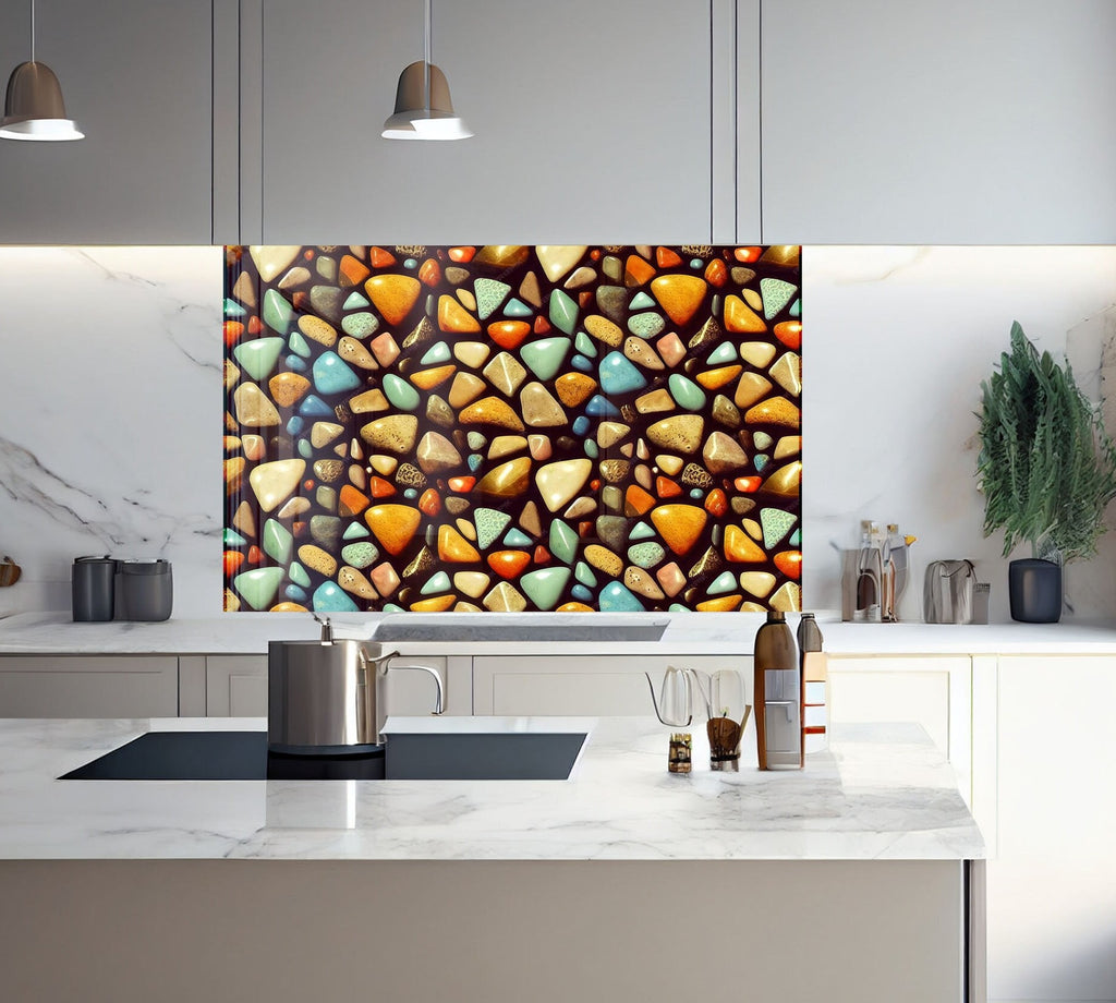 Zen & Spa Stones Tempered Glass Backsplash-BacksplashArtworks