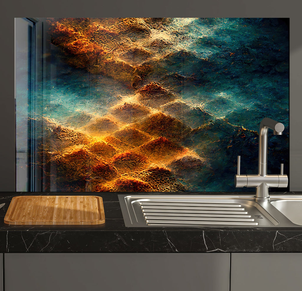 Abstract Tempered Glass Backsplash-BacksplashArtworks