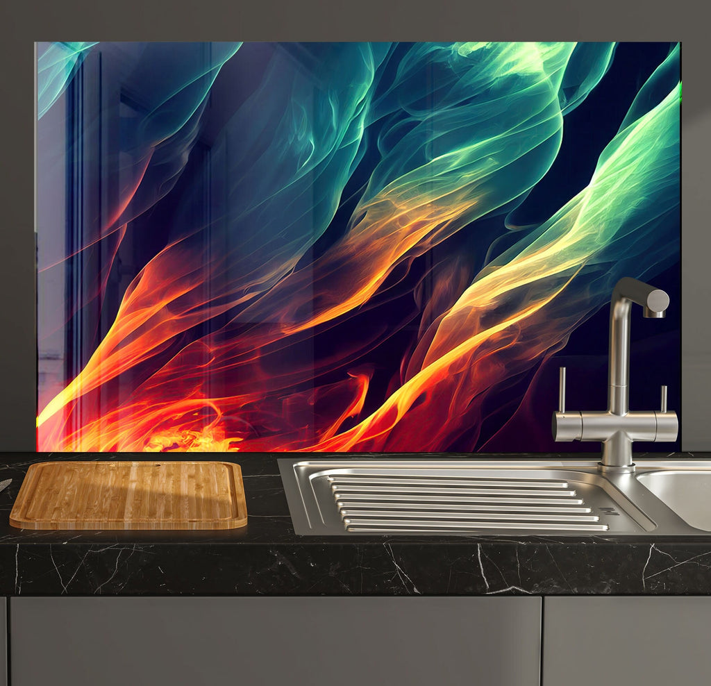 Abstract Tempered Glass Backsplash-BacksplashArtworks