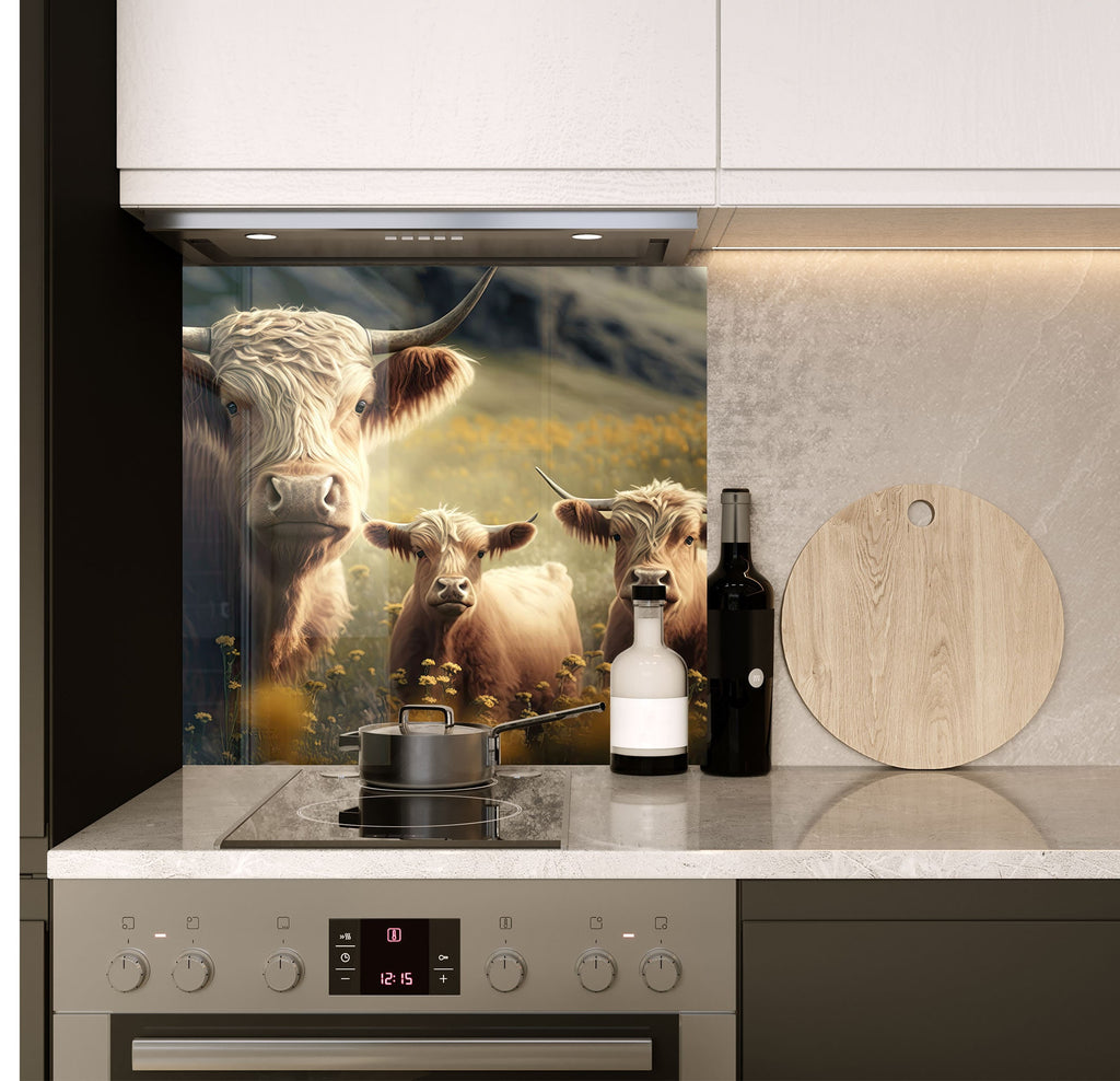 a picture of cows on a kitchen counter