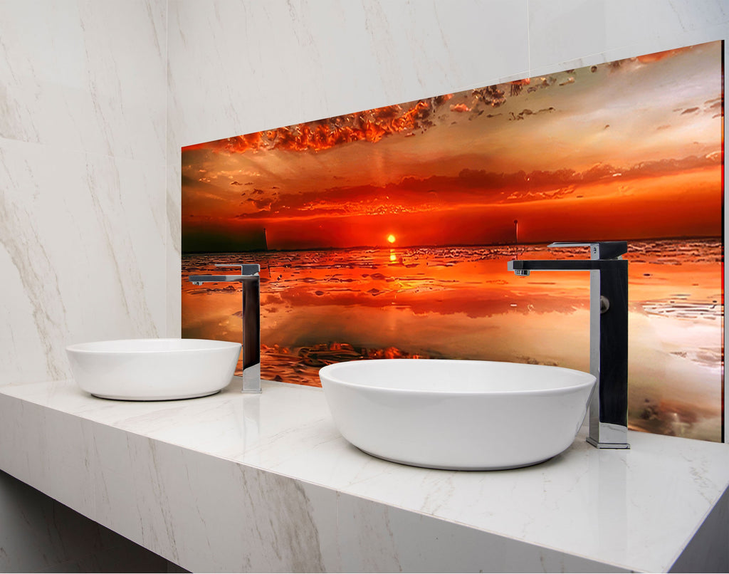 two white bowls on a counter in a bathroom
