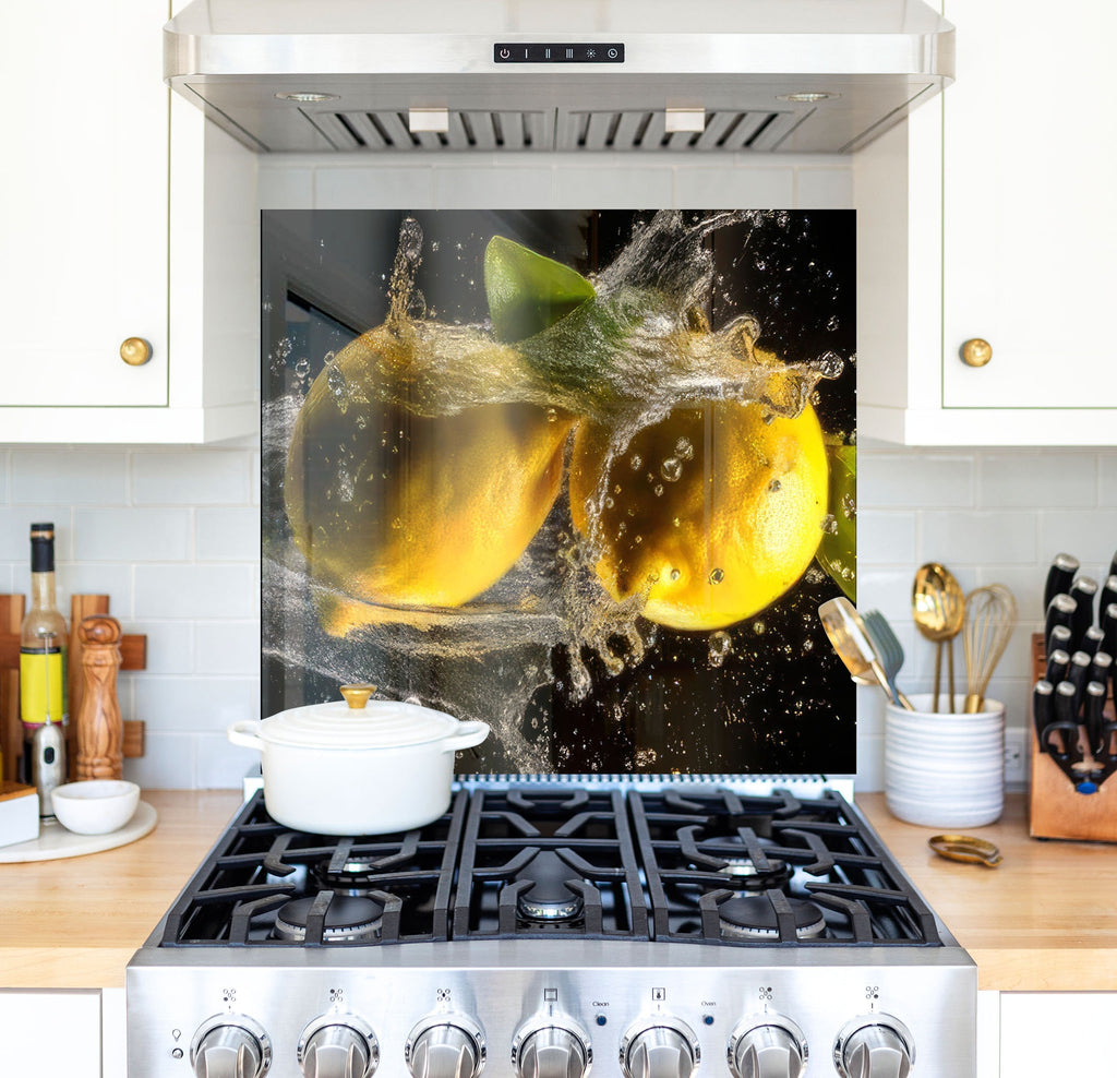 a picture of lemons being dropped into a stove