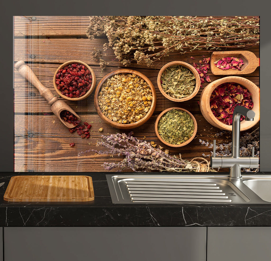 Herbal Apothecary - Tempered Glass Kitchen Backsplash-BacksplashArtworks